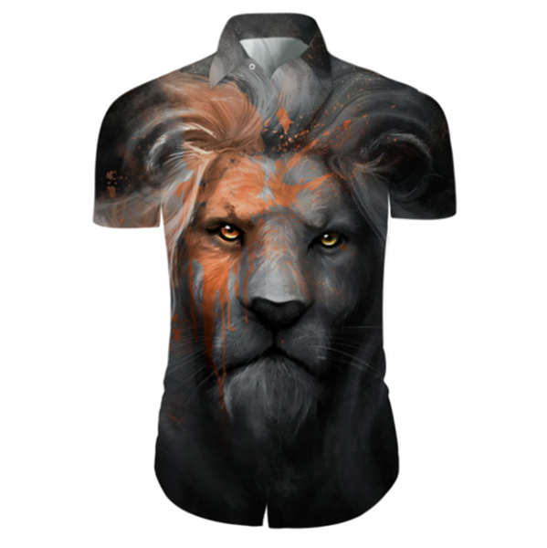 

kissqiqi 3d printed short sleeve shirt summer whimsy animal lion men's short sleeve shirt maximum size 5xl, White;black