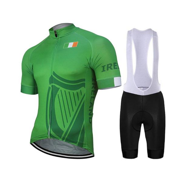 

cycling jersey sets ireland 2021 team men summer set bike mtb road race riding bicycle wear green bib 9d gel breathable, Black;red