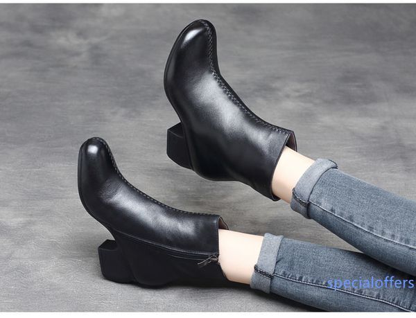 

0809 cqc50 womens winter suede leather boots snowball flat half boot ladies black warm knee boots designer botas