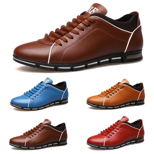 

new men casual leather shoes black red chestnut light blue fashion mens sneakers flat shoe outdoor walking size 40-45 #23