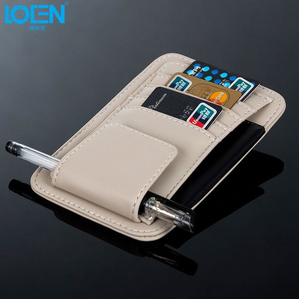 

1pc high-grade artificial leather multi-function car sun visor card holder glasses pen card organizer auto sunshade storage bag