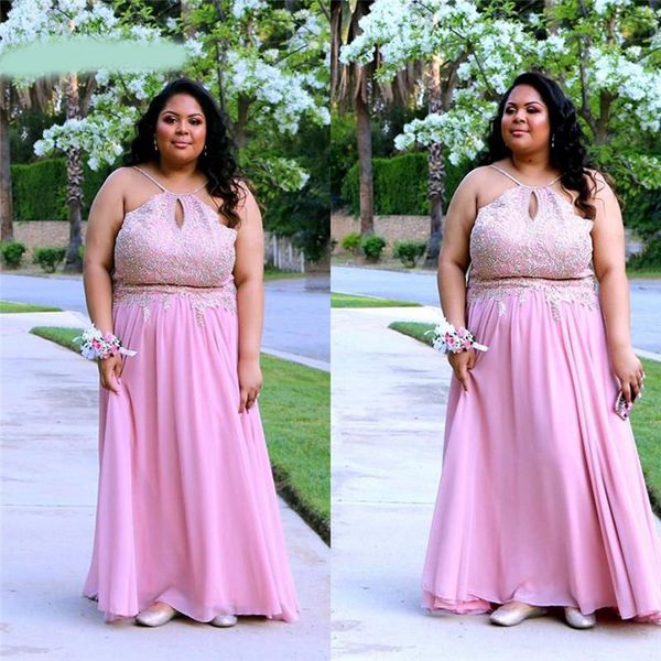 

plus size halter a-line prom dress appliques custom made bridesmaid dress halter sleeveless zipper evening dresses ball grown, Black