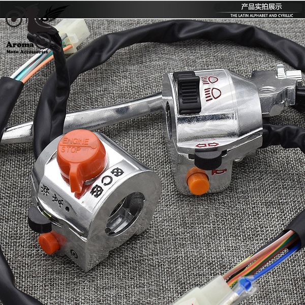 

1 пар переключатель управления контроллером мото переключатели мотоцикла многофункциональных мощности светлых части самоката хрома серебрист