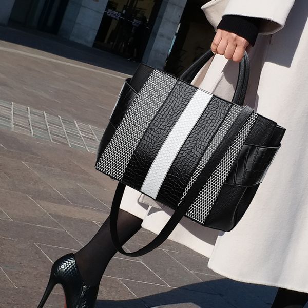 

люкс бизнес женщины сумки портфель черный белый pu кожаный мешок дизайнерские сумки высокого качества бренда офис дамы сумки