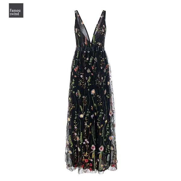 

сетка урожай maxi платье цветочные вышивка женщины backless пляж платье wrap v шеи элегантные дамы sexy длинные платья, Black;gray