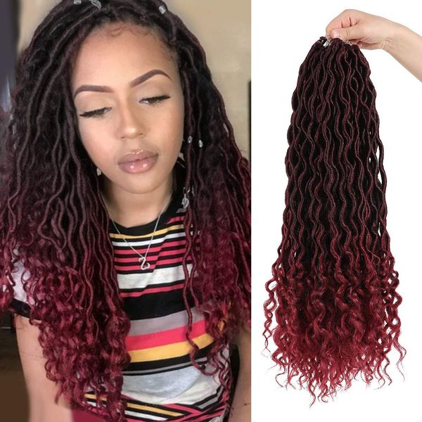 

20" goddess faux dreads locs crochet braids soft natural kanekalon faux locs synthetic hair extension 24 stands/pack, Black