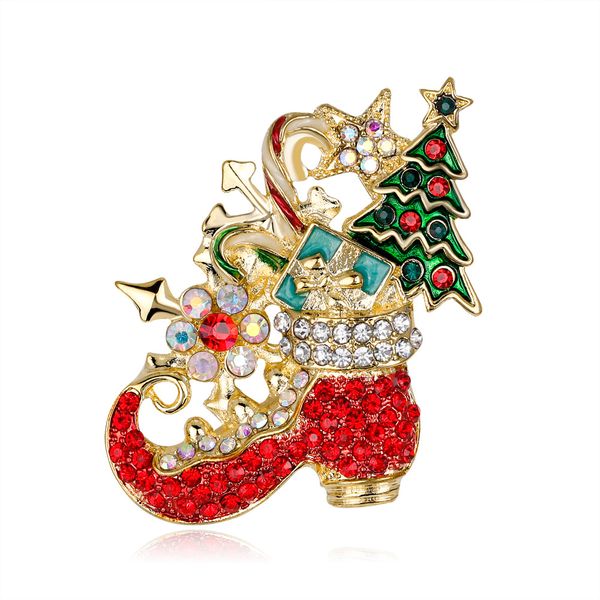 

christmas ornaments european and american fashion high-grade alloy diamond christmas boots brooch lady corset, Gray