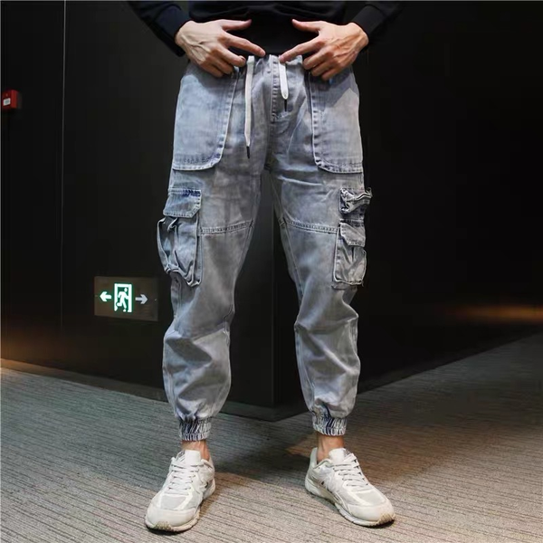 

men's selling jeans casual slim fit jeans young fashion men harlan pants, Blue