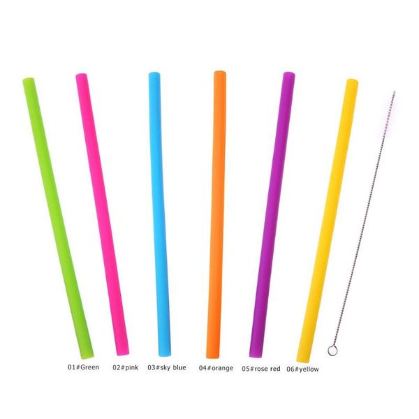 

2pcs многоразовые силиконовые трубочки с кистями для бара партии кухня