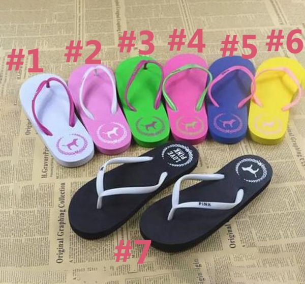 

girls love pink sandals candy colors pink letter slippers shoes summer beach bathroom casual rubber slides flip flop sandals, Black