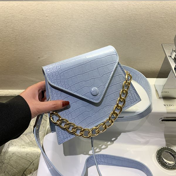 

2020 new pu female bag fashion wild women's shoulder messenger bag solid color texture chain small square women