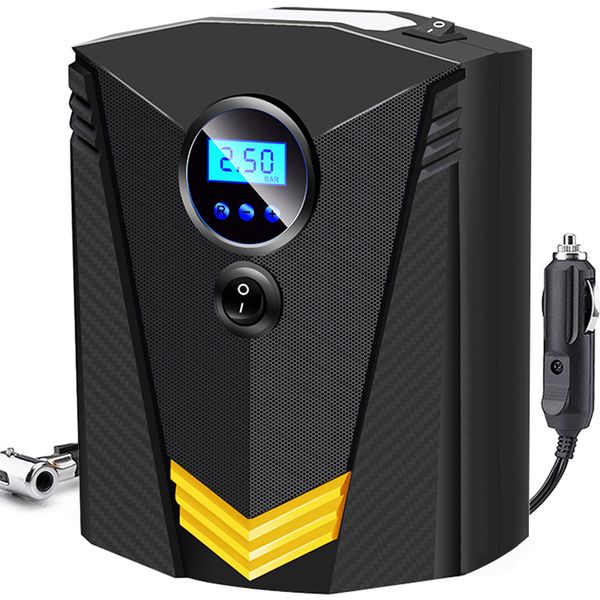 

portable car air compressor dc 12v digital tire inflator air pumps 150 psi auto pump for car motorcycle led lights tire pump