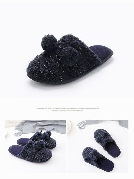 

plush ball slippers bow slides shoes woman for indoor and outdoor sandals vogue plush shoes casual slip on unisex, Black