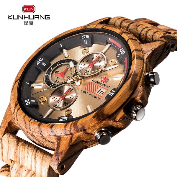 

zebra wooden watches mens sport watch full wood quartz watches men date clock man relogio masculino, Slivery;brown