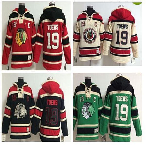 

blackhawks old time hockey jerseys 19 jonathan toews hoodie pullover sweatshirts winter jacket mix order, Black;red