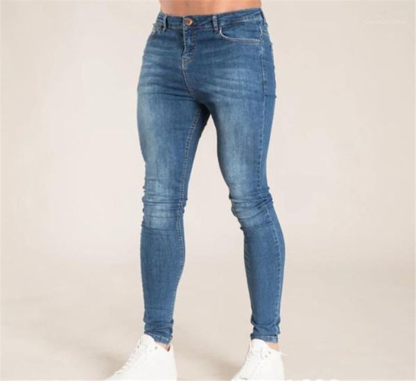 

карандаш джинсы стрейч промытые длинные мужские джинсы осень джинсовые повседневные мужские длинные брюки отверстия мужские дизайнерские, Blue