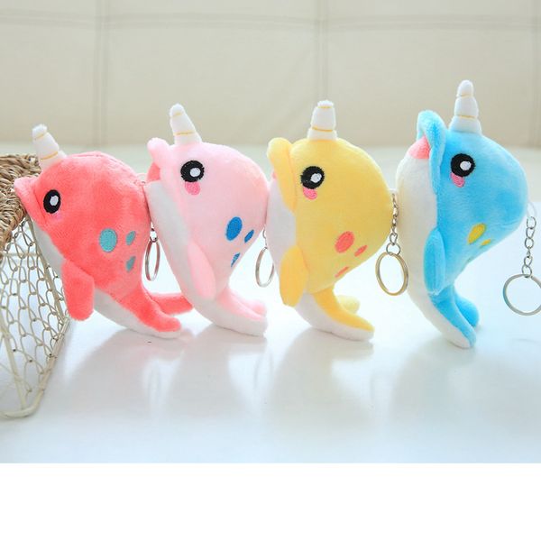 

12cm lovely narwhal plush toys whale dolls & stuffed toys plush small pendant sea fish animal toys keychain children kids gift