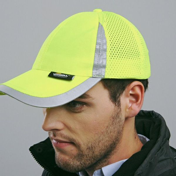 

outdoor cap reflective baseball hat structured safety orange or yellow, Blue;gray