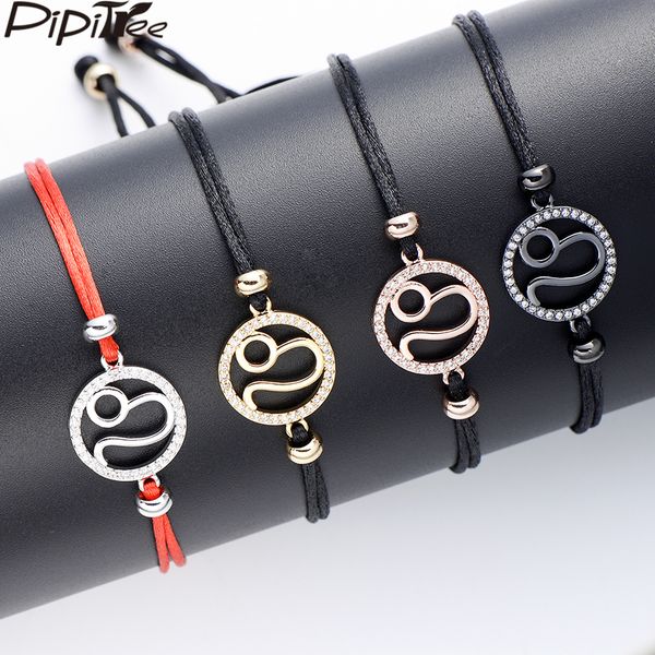 

pipitree cubic zirconia 12 zodiac signs charm bracelet constellations handmade red string bracelets for women men birthday gift, Golden;silver