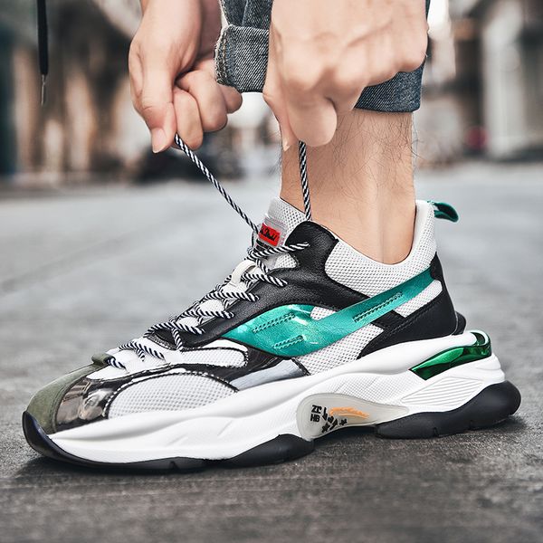 

fashion men's sneakers 2020 spring autumn fashion breathable chunky sneakers men mesh footwear hight increasing running shoes