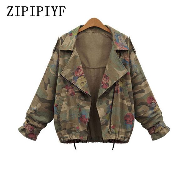 

zipipiyf large size -4xl 2018 bat sleeve vintage army green camo denim jacket coat rose print camouflage women jeans coat, Black;brown