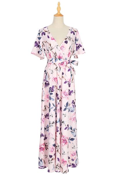 

summer dress short sleeve v lead printing temperament evening dress, White;black