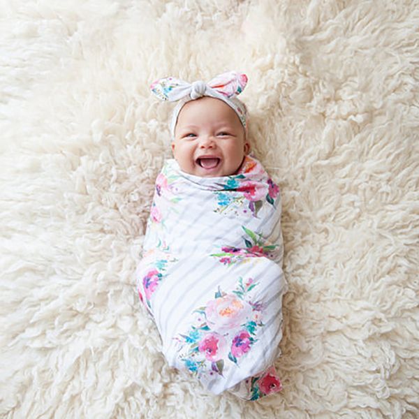 

детское постельное белье аксессуары спальный мешок муслин пеленальный одеяло цветочные печати новорожденные пеленать набор baby girl boy оде