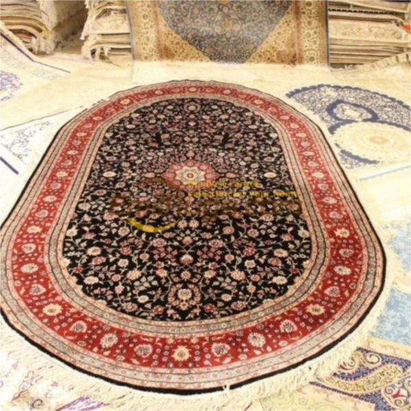 

red estate turkish natural silk rug persian hand knotted carpet