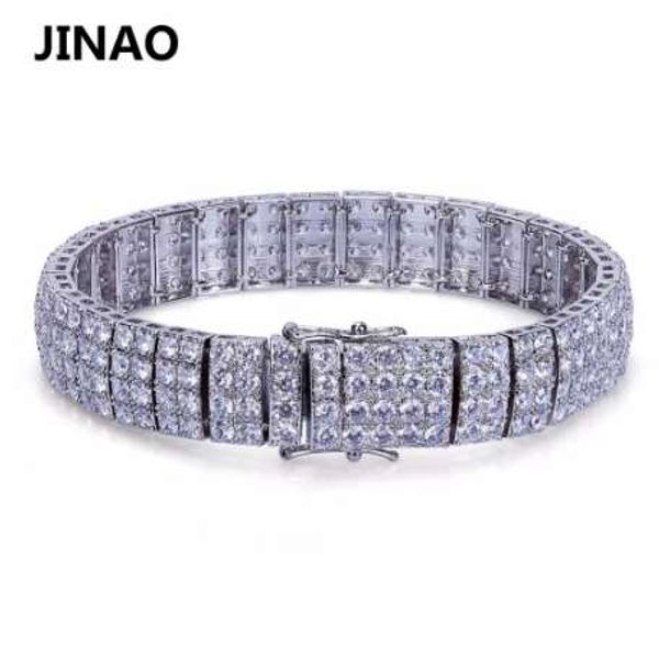 

jinao hip hop men jewelry bracelet copper gold/silver color iced out micro pave cubic zircon 13mm 4row tennis chain bracelets, Black