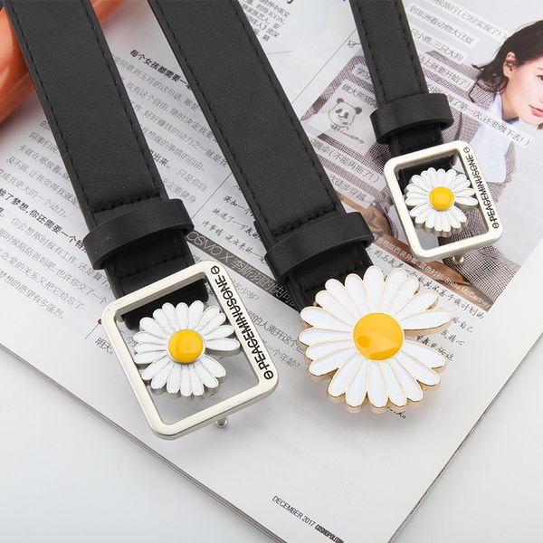 

daisy buckle belt women imitation leather alloy buckle belt new leisure jeans fashion dress women, Black;brown