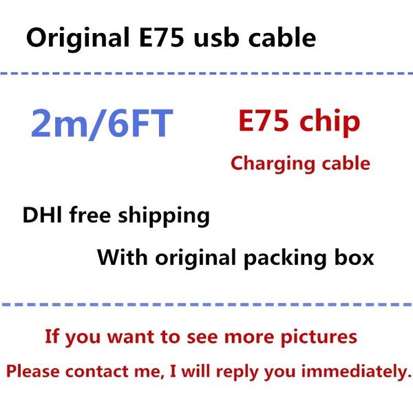 

100pc foxconn qualtiy 2m 6ft e75 chip od 3 0mm data u b charger cable with retail box