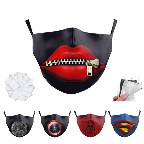 

batman spiderman captain america super hero designer luxury face mask party cosplay masks reusable dust windproof cotton festive mask