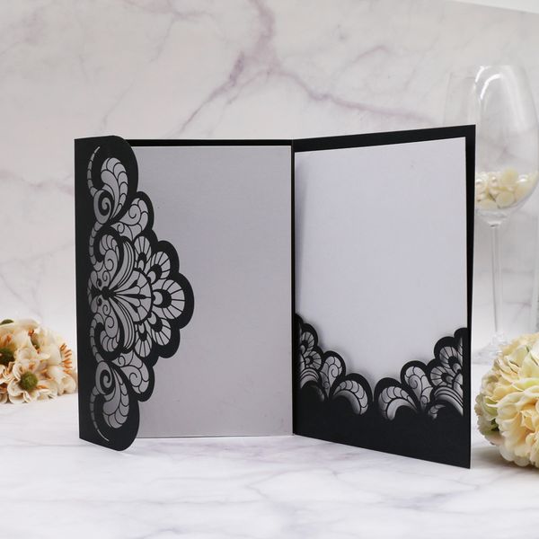 

свадебное торжество пригласительные открытки полые кружева лазерная резка фестиваль день святого валентина бизнес день рождения пригласитель, Black