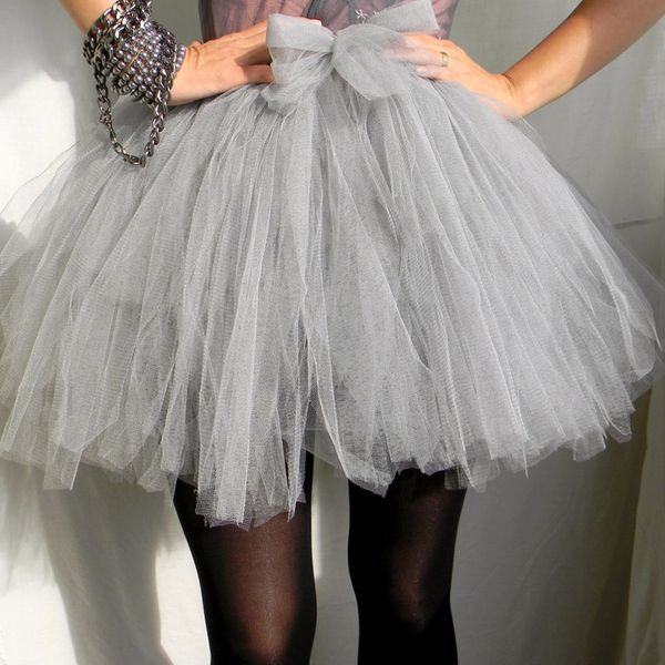 

lolita style light gray sort tulle skirt for women with bow elastic mini tutu skirt puffy new arrival color size free, Black