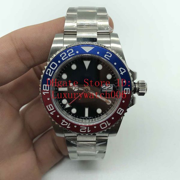 

bp factory 116719 gmt лучшее качество 2836 автоматическое движение пепси красный / синий керамика ободок черный циферблат мужские часы из не, Slivery;brown