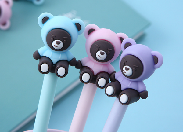 

72pcs/lot 0.5mm wholesale gel pen cartoon bear silicone neutral pen black & blue student writing tool office stationery gp770