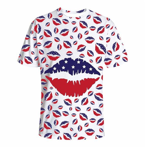 

мода губы печати шорты рукав tshirts summer casual mens crew neck простой tops контрастного цвета mens конструктора майки, White;black
