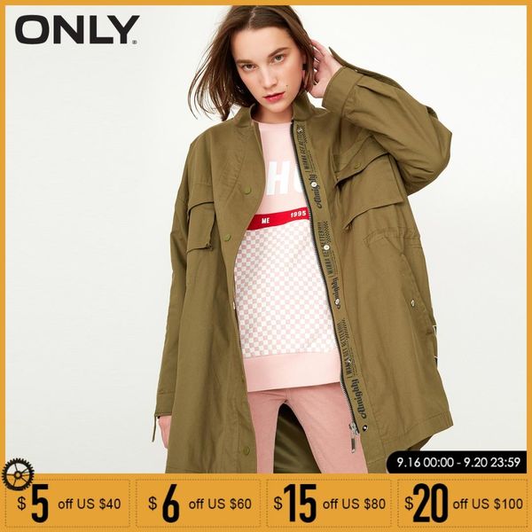

only women loose fit trench long coat jacket 2019|118136506, Tan;black