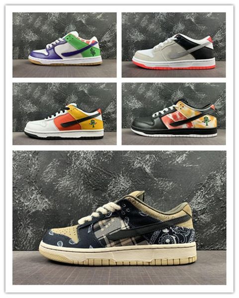 

sb dunk low sneakers skateboard running travis scott sneaker trainer raygun tie-dye black home infrared orange label trainers kids men women