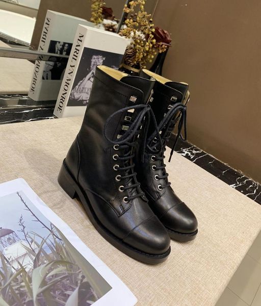 

autumn new wild women's boots leather lace boots winter platform and leg motorcycle, Black