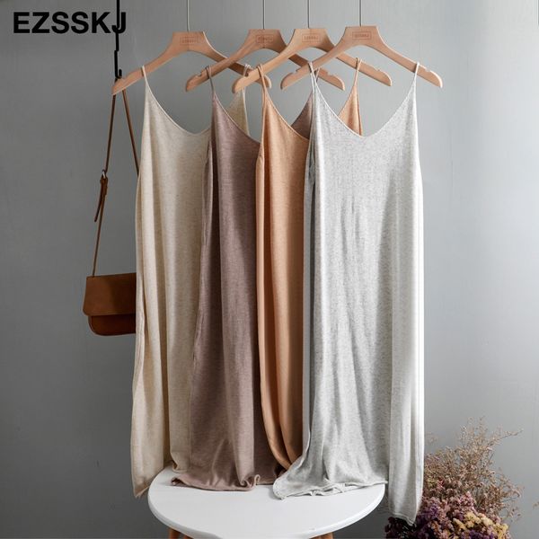 

oversize spring autumn 2019 woman knitted tank dress casual long camisole vest dress women loose cashmere maix a-line dress, Black;gray