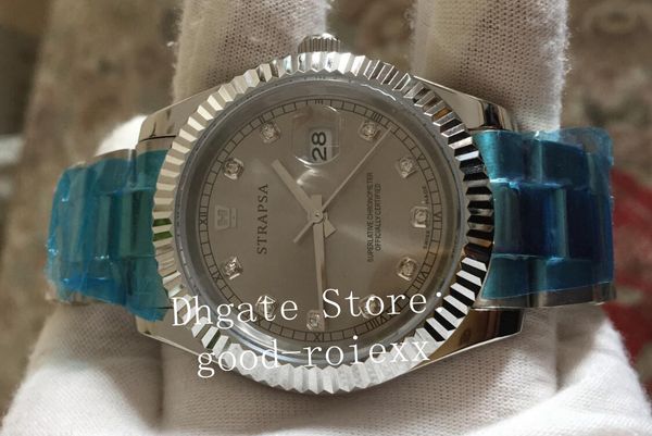 

mens automatic 2813 movement flute bezel watches sapphire 126334 men gray dial watch perpetual dive superlative 116334 datejust wristwatches, Slivery;brown