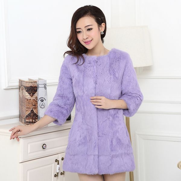 

autumn and winter new 2018 slim medium long women's natural fur coat outerwear women three quarter jacket ing, Black