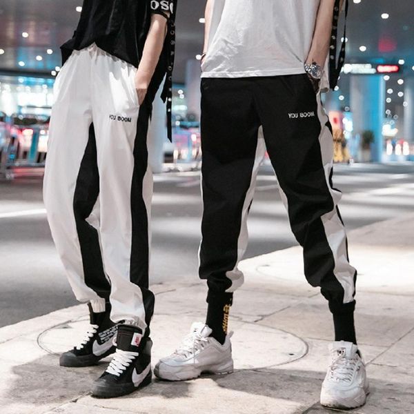 

мужская одежда популярный бренд свободного покроя шаровары повседневные брюки, White;black