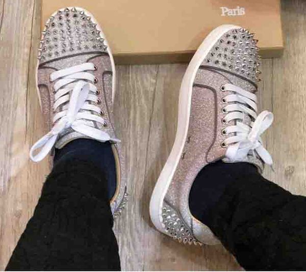 

замша / блеск цвета обувь из натуральной кожи с красной подошвой низкий крой мужские шипованные кроссовки для женщин ac seavaste 2 orlato кр, Black