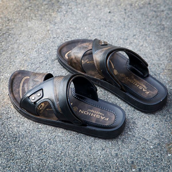 

goodrsson summer cool water slippers men's soft bottom beach slippers fashion men's casual shoes c13, Black