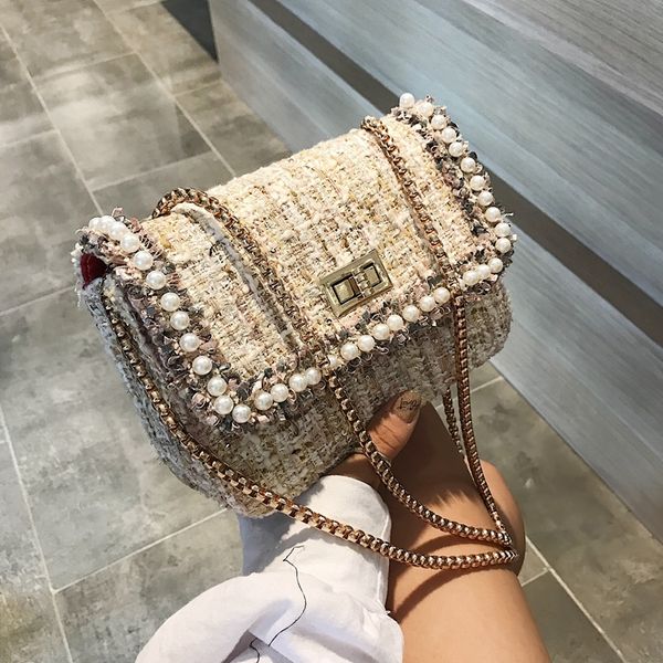 

цепочка женская сумка 2020 новый тренд шерстяная сумка через плечо корейский посланник мода небольшой квадрат