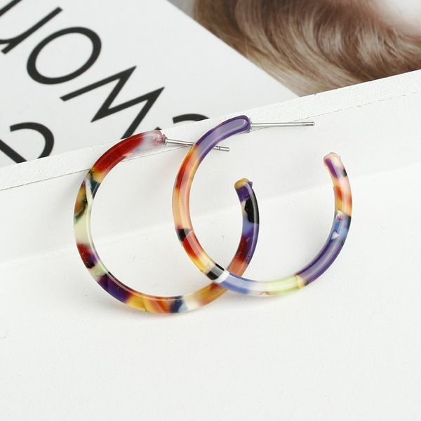 

pzmycs acetate leopard temperament c-shaped earrings for women korean fashion elegant statement earrings party jewelry, Golden;silver