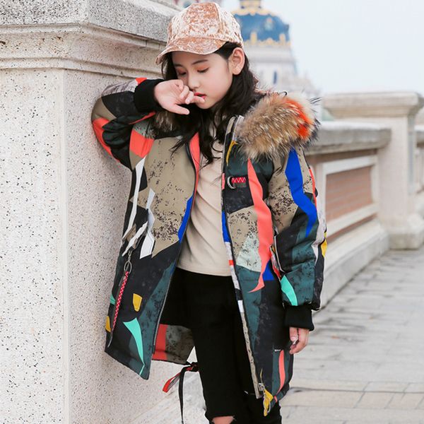 

2019 children winter graffiti warm jacket cotton-padded jacket cotton-padded clothes winter park for russia coat, Blue;gray