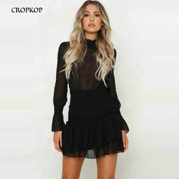 

women dress see through mini princesswithin temptation dress autumn winter long sleeve white cascading ruffled ladies 2019, Black;gray